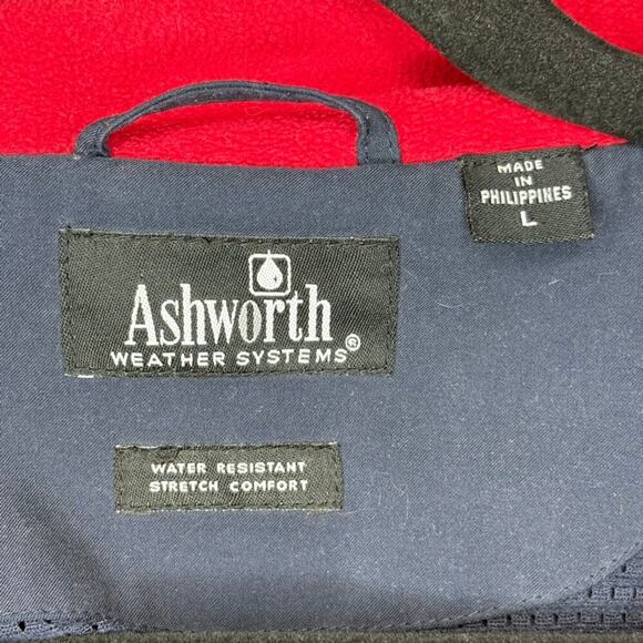 Ashworth Water Resistant Full Zip Thermal Navy Dad Grandpa Golf Jacket Mens Sz L - Picture 3 of 7